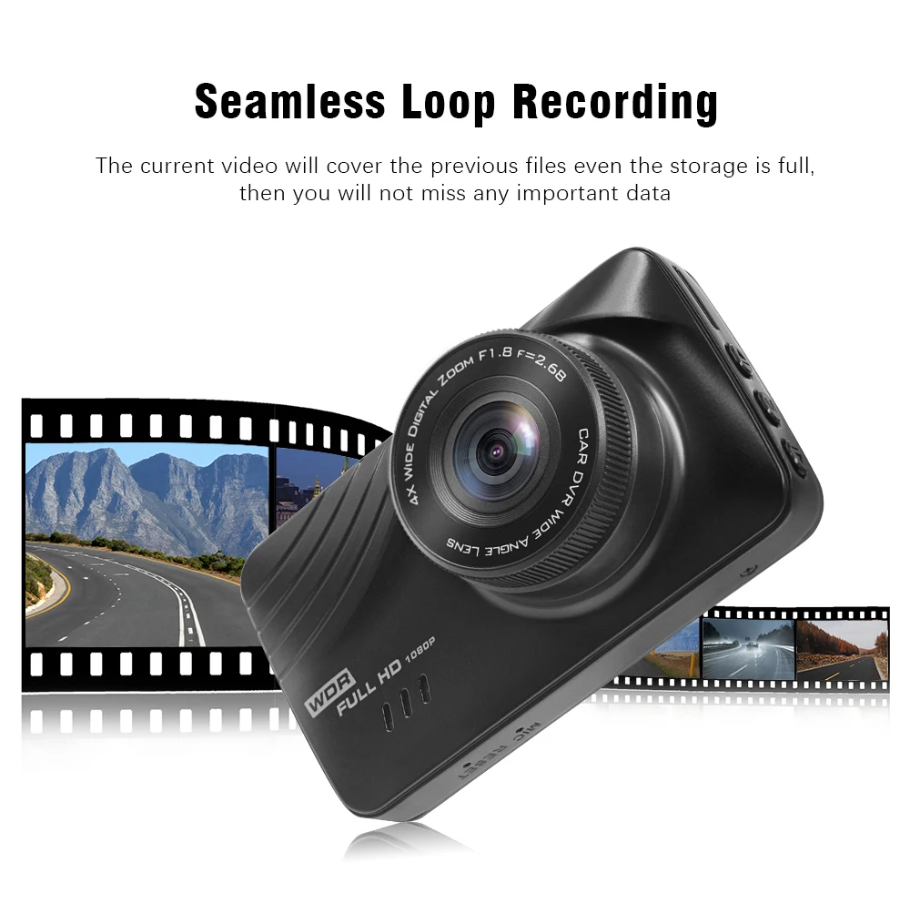 Dash Cam FHD 1080P Мини Автомобильный видеорегистратор с одним объективом камера 3,0 дюймов экран видеорегистраторы автоматический цикл записи приборная панель транспортного средства g-сенсор