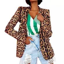 

Leopard Women Blazers Notched Collar Single Button Coats Jackets Sexy Office Ladies Oversize Casual Outerwear Female Suits S-5X