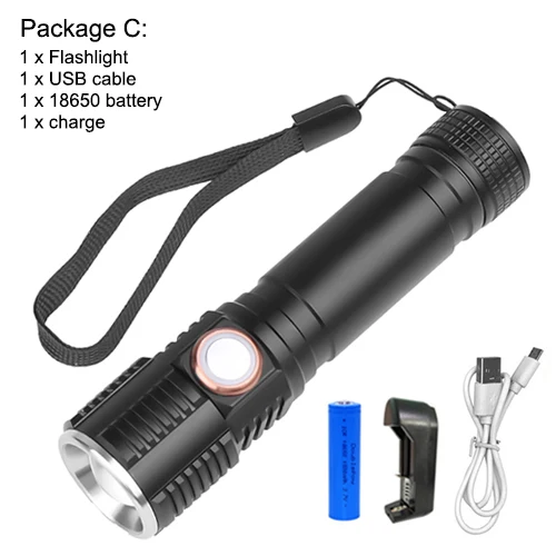 Plus charger Asafee C18 Мощный T6 светодиодный светильник-вспышка, фонарь с зумом, USB Перезаряжаемый Тактический светильник, походный охотничий фонарь, вспышка, светильник фонарь - Испускаемый цвет: Plus charger