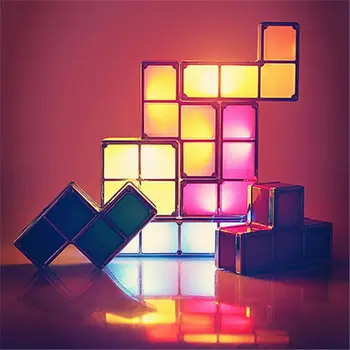 

LED Light Tetris Block ABS DIY Constructible Decorate Puzzle Night Light Night Lamp Full Contact Stackable Kids Bedroom