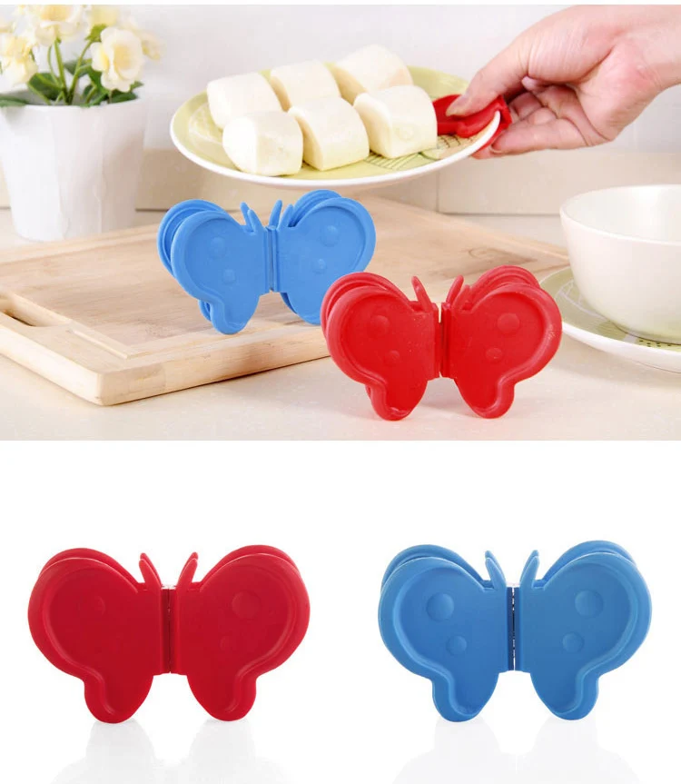 

1Pcs Butterfly Silicone Type Rubber Heat Insulation Pot Dish Bowl Clips With Magnet Anti-scalding Tray Random Color