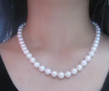 

huge 18"10-11mm south sea genuine white round pearl necklace
