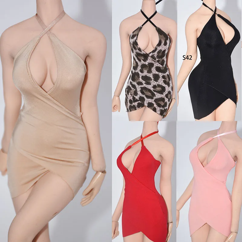 Customized 1/6 Female Sexy Ice Silk Dress Suspender Skirt Clothes Model Fit 12'' Normal Fat Action Figure Body Dolls