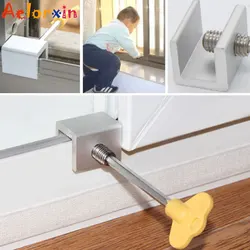Verrou de sécurité en alliage d'aluminium pour enfants, avec clé, Protection contre les chutes de fenêtre 