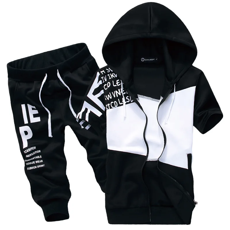 

Teenager Set Men's Junior High School Students Two-Piece Set Short Sleeve T-shirt Boy Summer Wear 13-15-Year-Old 14 BOY'S Hooded