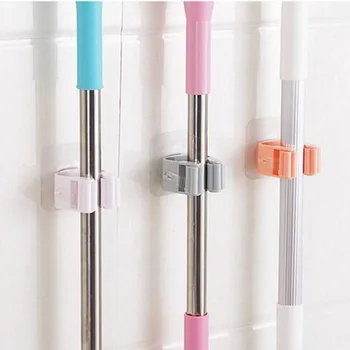 

Bathroom Wall Mounted Mop Organize Holder Broom Hanger Storage Rack Organizer Clips Clamping Seamless Mop Hook Kitchen Tool