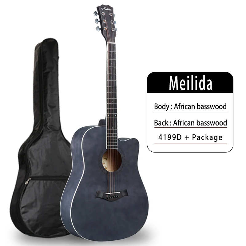 Meilida 41 дюймов гитара для игры в стиле фолк Африканский липа Гитары желтого и синего цветов Гитары Музыкальные инструменты для осени - Цвет: Синий