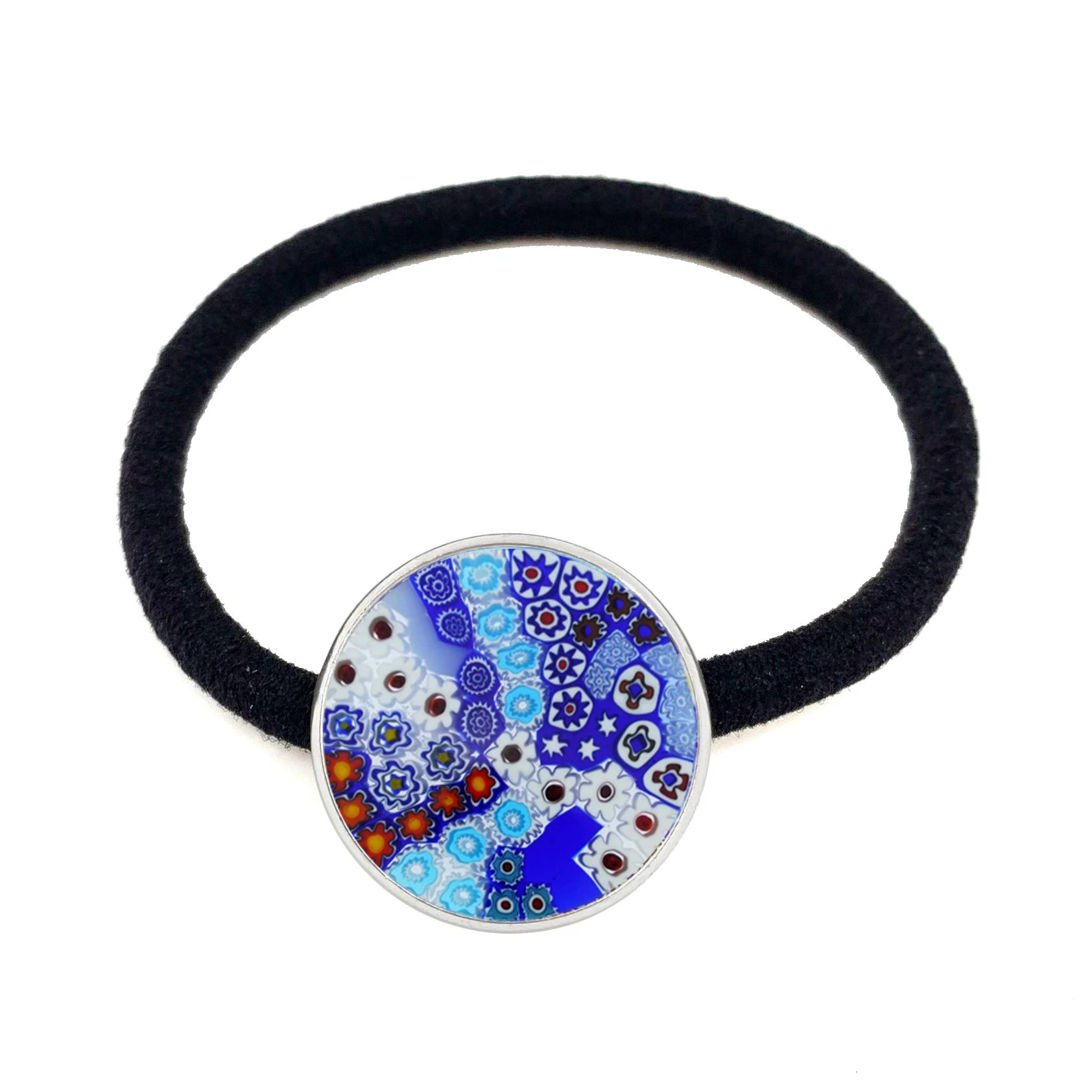 Murano Millefiori Black Hairbands MultiColour Flower 20mm Glass Cabochon Hairwear Jewelry For Women Girls Gift Wholesale | Украшения и
