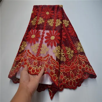 

2020 Cheap Latest African Laces Fabrics With stones Nigerian Tulle Embroidery French Net Lace Fabric For wedding Party