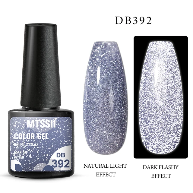 Mtssii Reflective Glitter Gel Nail Polish 6ml Sparkling Auroras Laser Nail Gel Nail Art Varnish Semi Permanent Top Base Gel Q16558 Reflective