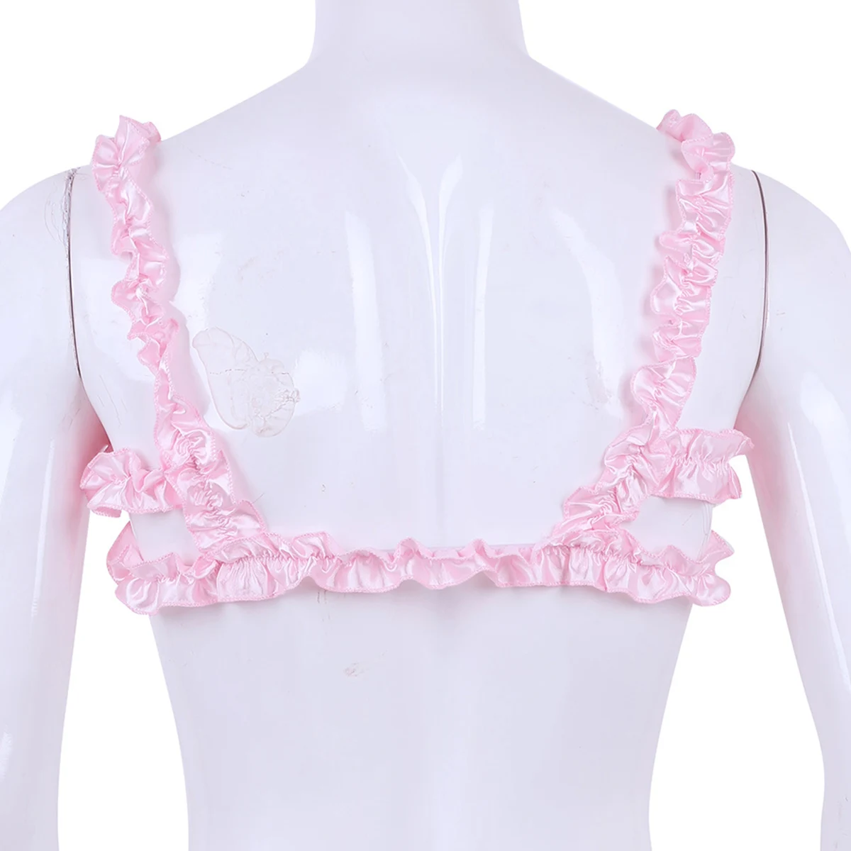 Iiniim Мужское нижнее белье SISSY экзотические майки гладкие мягкие атласные гофрированные оборки эластичные Широкие бретельки без спинки бюстгальтер без косточек Топ