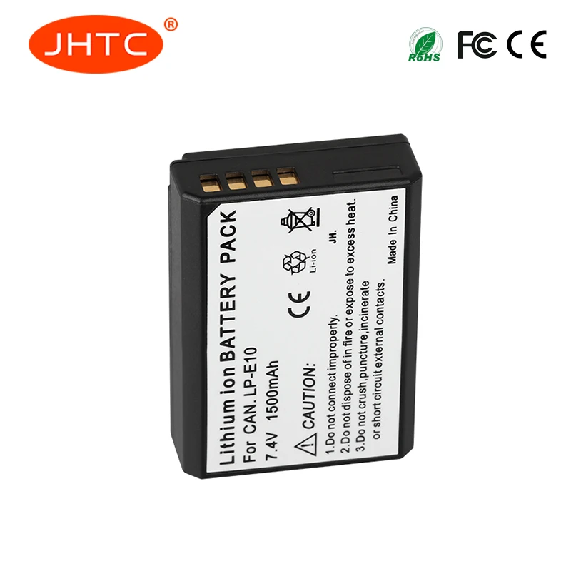 JHTC 1500 мА/ч LP E10 LPE10 цифровой Камера Батарея для Canon 1100D 1200D 1300D Rebel T3 T5 поцелуй X50 X70