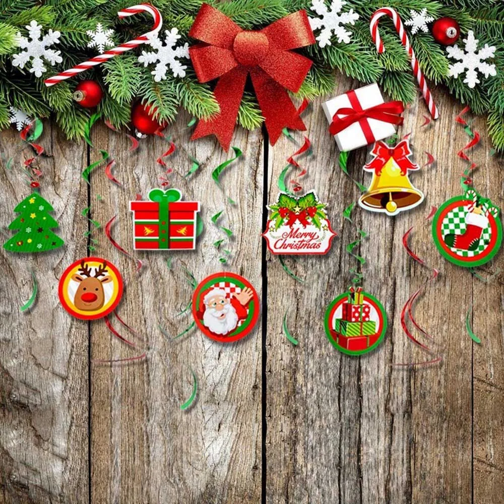 Behogar 30 шт. Merry Christmas комплект украшений для Вечеринки Висячие завитки карты спиральный орнамент Вечерние торжества реквизит для фотосессии