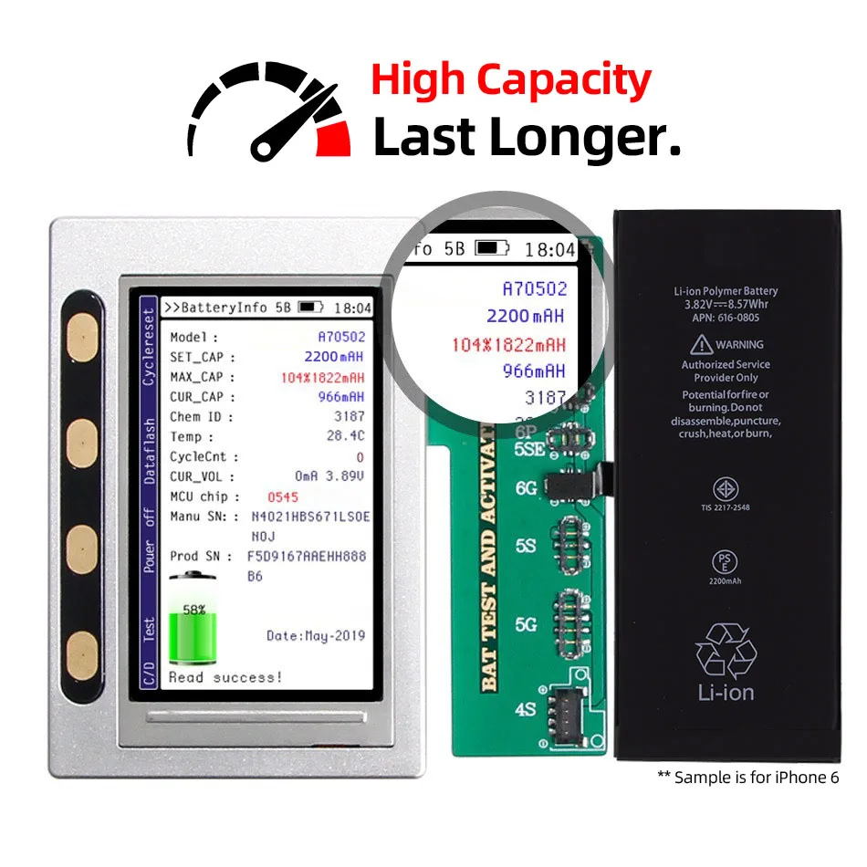 Аккумулятор для iPhone 6 6S Батарея OEM 1715mAh 1810mAh Аккумулятор для iPhone 6 Plus 6S Plus 2750mAh 2915mAh