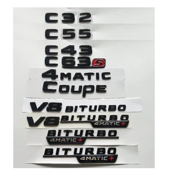 

Gloss Black Letters for Mercedes Benz W204 W205 C32 C43 C55 C63 C43s C63s AMG S Coupe Emblem V8 BITURBO 4MATIC 4MATIC+ Emblems
