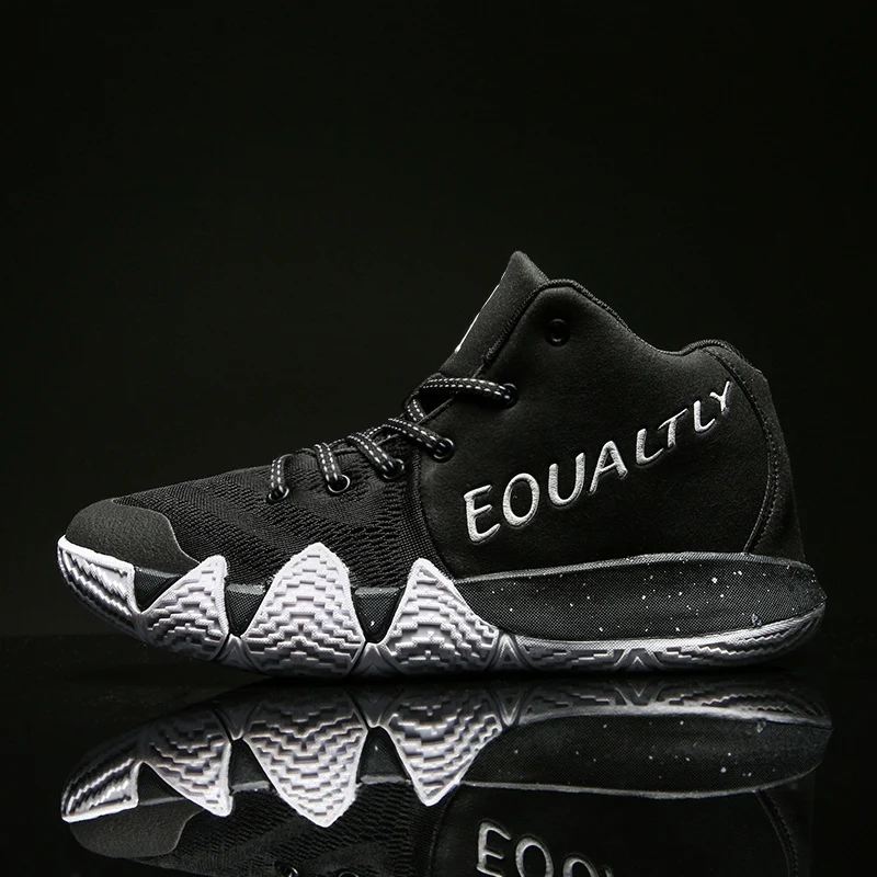 Высокие баскетбольные кроссовки для мальчиков, мужские уличные баскетбольные кроссовки Kyrie 4 Jordan, ретро Нескользящие дышащие баскетбольные кроссовки для мужчин - Цвет: Черный