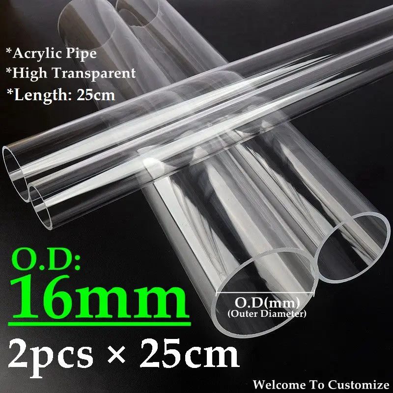 2pcs Length 25cm O.D16-110mm High Transparent Acrylic Tube DIY Aquarium Fish Tank Clear Glass Pipe Industry Clear Acrylic Pipe 
