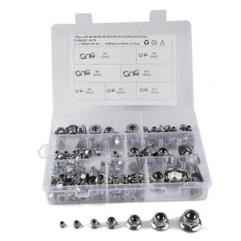 

[Combination] 165PCS In Box-Flange Nylon Nut:M3-45PCS M4-35PCS M5-30PCS M6-25PCS M8-15PCS M10-10PCS M12-5PCS