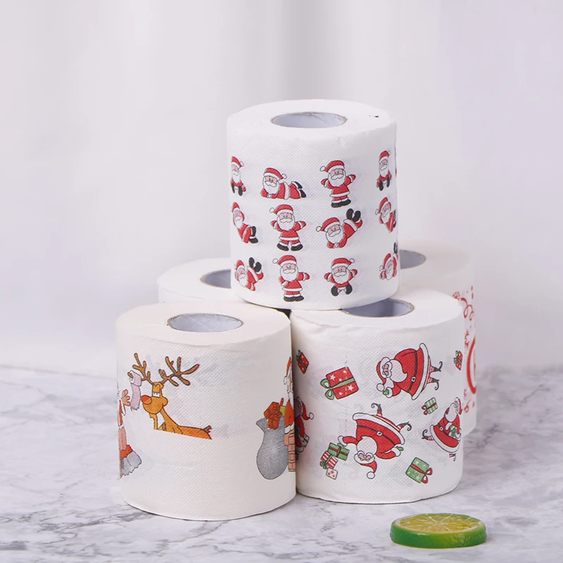 Christmas Table Napkin Home Santa Claus Bath Toilet Roll Paper Xmas Decor Tissue Personalized pattern color napkins