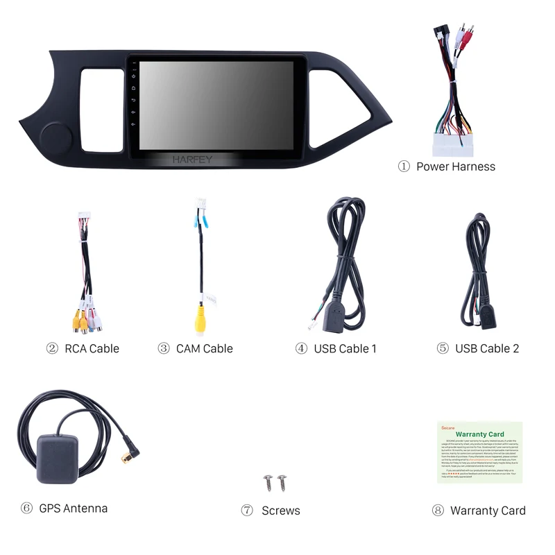 Best Harfey 9" Android 8.1 GPS Car Radio car Multimedia Player For 2011 2012 2013 2014 KIA PICANTO Morning HD 1024*600 Touch Screen 3