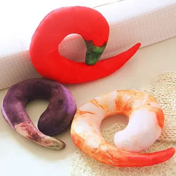 

Creative Lovely Peeled Prawns Pepper Eggplant Plush Toy U-shaped Pillow Sofa Pillow Cushion Photography Props Home Decorations