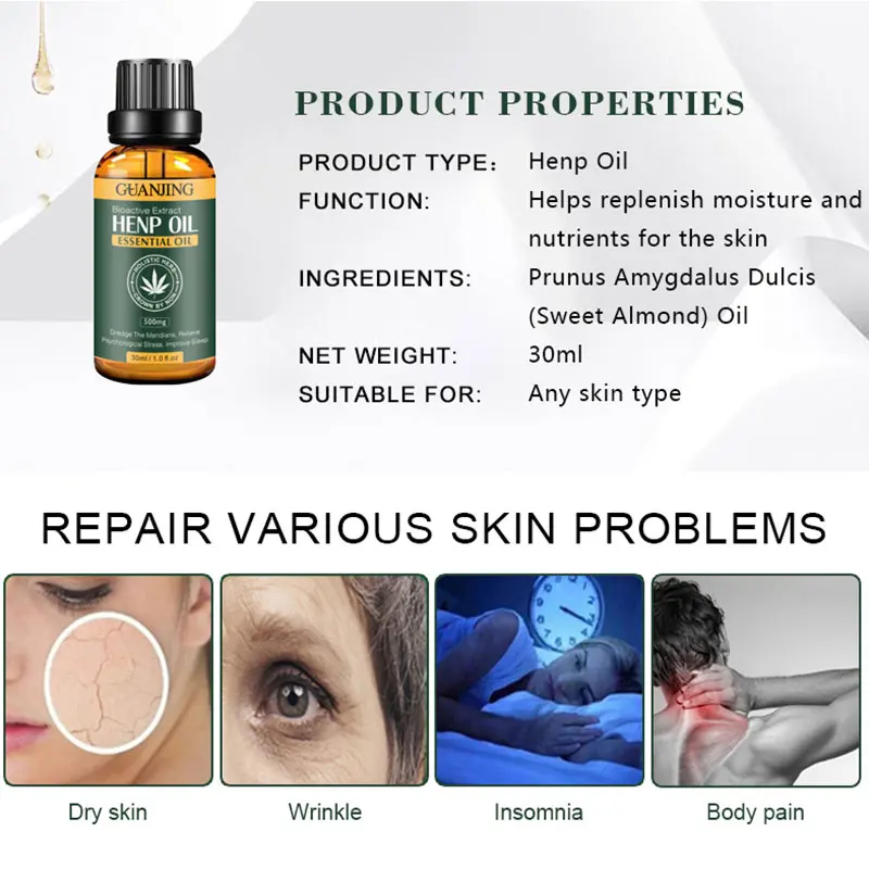 Hemp Oil Moisturizing Firming Skin Pressure Pain Nourishing Scraping Foot Bath Aromatherapy Oil Good Use