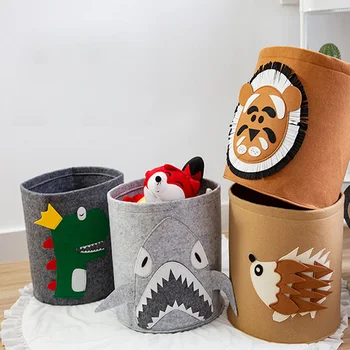 

Cartoon Felt Folding Laundry Basket Clothes Toys Dirty Clothes Hamper Storage Basket Organizer Cute Animal Laundry Bucket