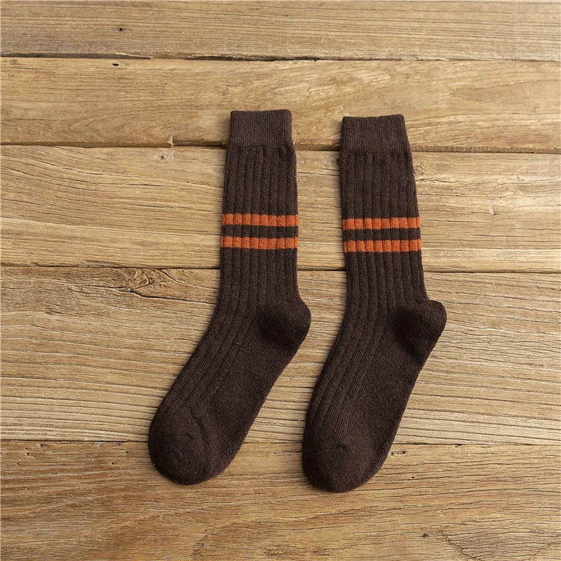 SP& CITY, новинка зимы, женские полосатые шерстяные носки, женские плотные лаконичные однотонные теплые носки, Стильные повседневные носки Joker Sox Original - Цвет: Coffee
