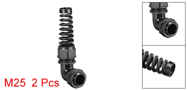 Uxcell 2pcs M16 M20 M25 кабельный ввод 90 градусов соединение с сбросом напряжения для 4-7 мм 6-11 мм 9-14 мм 10-16 мм 13-18 мм 6-10 мм диаметр - Цвет: M25 for 13-18mm