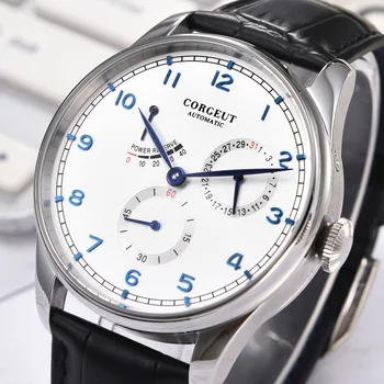 

Corgeut 42mm Automatic Mechanical Male Watch Fashtion Power Reserve Date Business Waterproof Leather Strap Wristwatch Men
