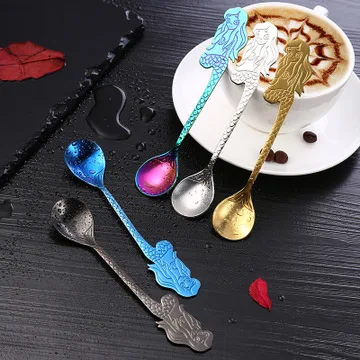 Нержавеющая сталь Русалка ложка позолоченная кружка с автоматическим помешиванием чайная ложка