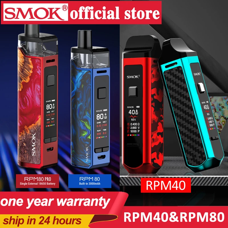 Smok портативный Pod Mod 40 Вт 80 набор электронных сигарет SMOK RPM40 RPM80 Pro Vape 1500 мАч и 4 3 мл