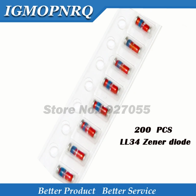 200 шт. ZMM 3V 3V3 3V9 4V7 5V1 7V5 8V2 10V 12V 15V 16V 18V 20V 24V LL34 SMD зеленое устройство стабилитрон с