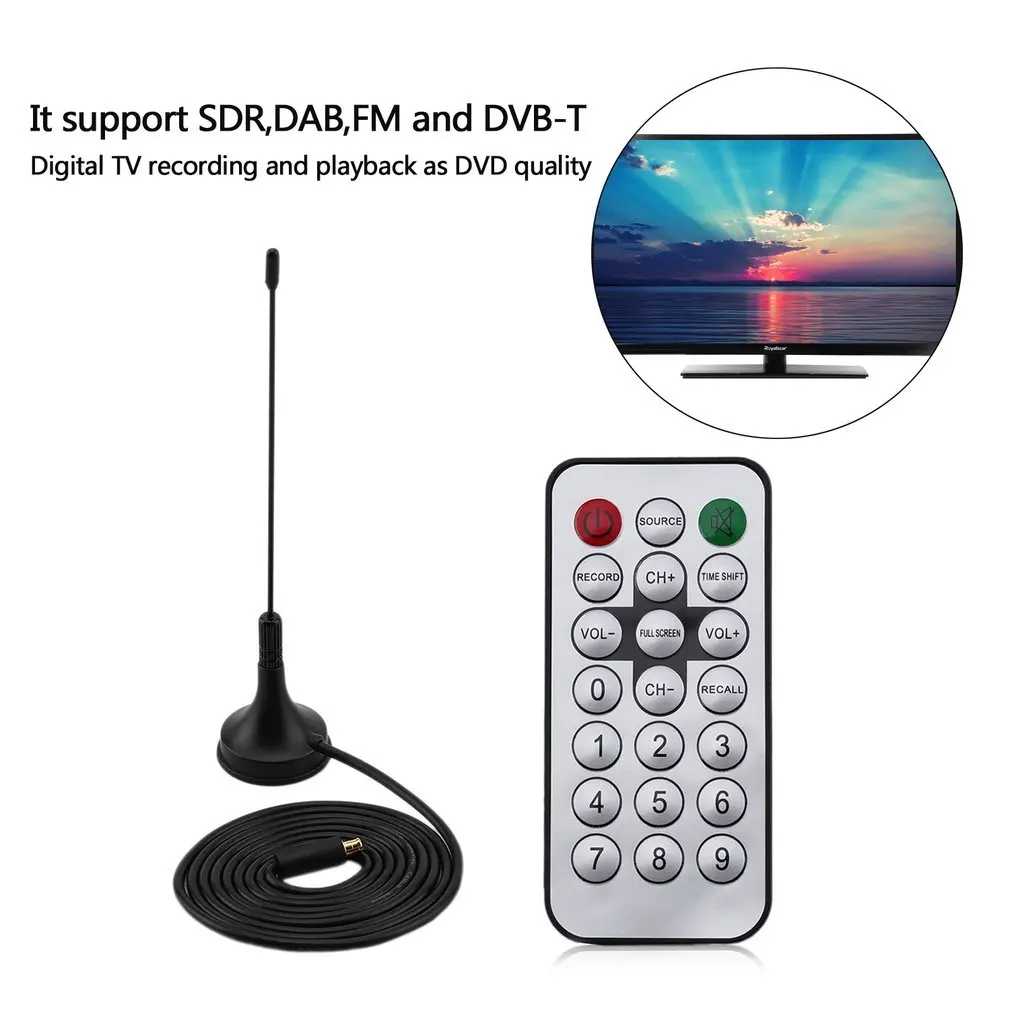 1 комплект USB 2,0 цифровой DVB-T SDR+ DAB+ FM HD ТВ тюнер вставляемый приемник RTL2832U+ R820T2 антенна с пультом дистанционного управления