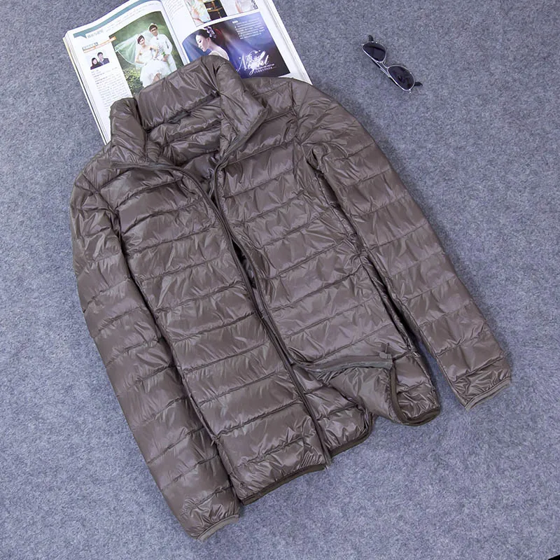 Мужской s пуховик, легкое пальто, стоячий воротник, короткий, размера плюс, 6XL, ультра тонкий пуховик, мужской, Повседневный, ветрозащитный, белый, утиный пух, пальто