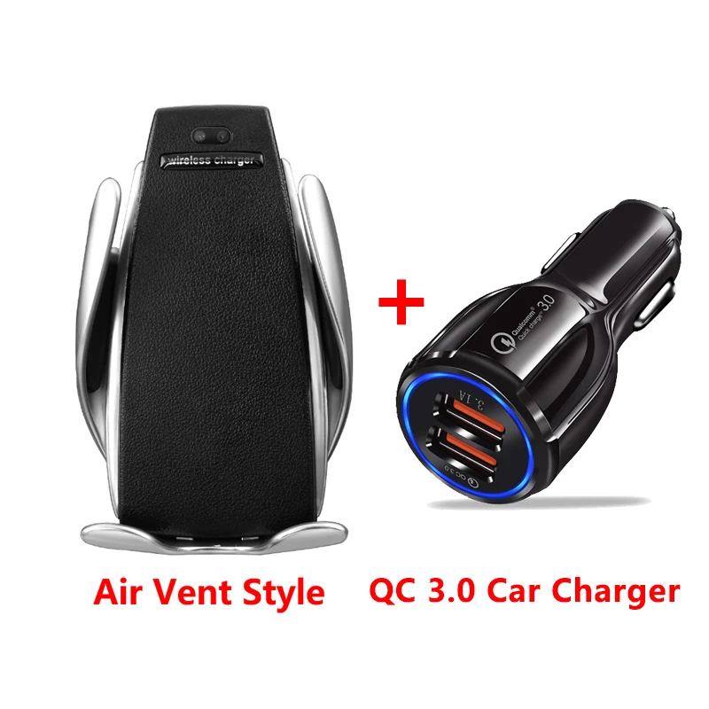 Air Vent QC Charger Беспроводное автомобильное зарядное устройство для iPhone samsung huawei Smart Auto Clamp 10 Вт Qi быстрая зарядка автомобильное крепление Беспроводное зарядное устройство для телефона 10 Вт - Тип штекера: Air Vent QC Charger