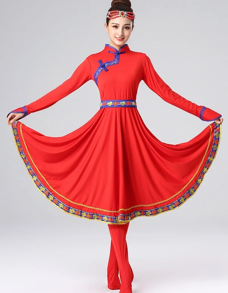 Mongolian Costume Clothes Chinese Folk Dance Costumes Clothing Dress Stage Dance Wear Performance Mongolian Dress TA2130