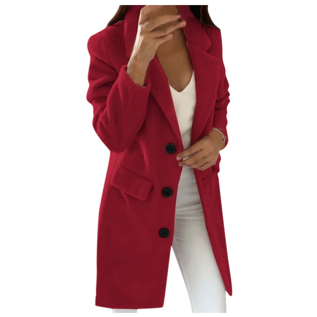 Женское Смешанное пальто осень зима отложной воротник Длинная шерстяная Женская куртка пальто размера плюс женское пальто Повседневная ветровка ropa mujer