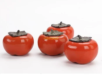 

Creative new persimmon tea pot persimmon heart ceramic seal jar