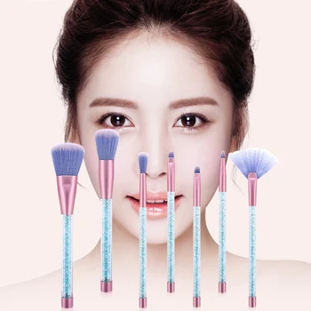 

7pcs/Set Rhinestones Handle Makeup Brushes Classic Colors and Simple Durable Design Portable Face Powder Cosmetic Pens
