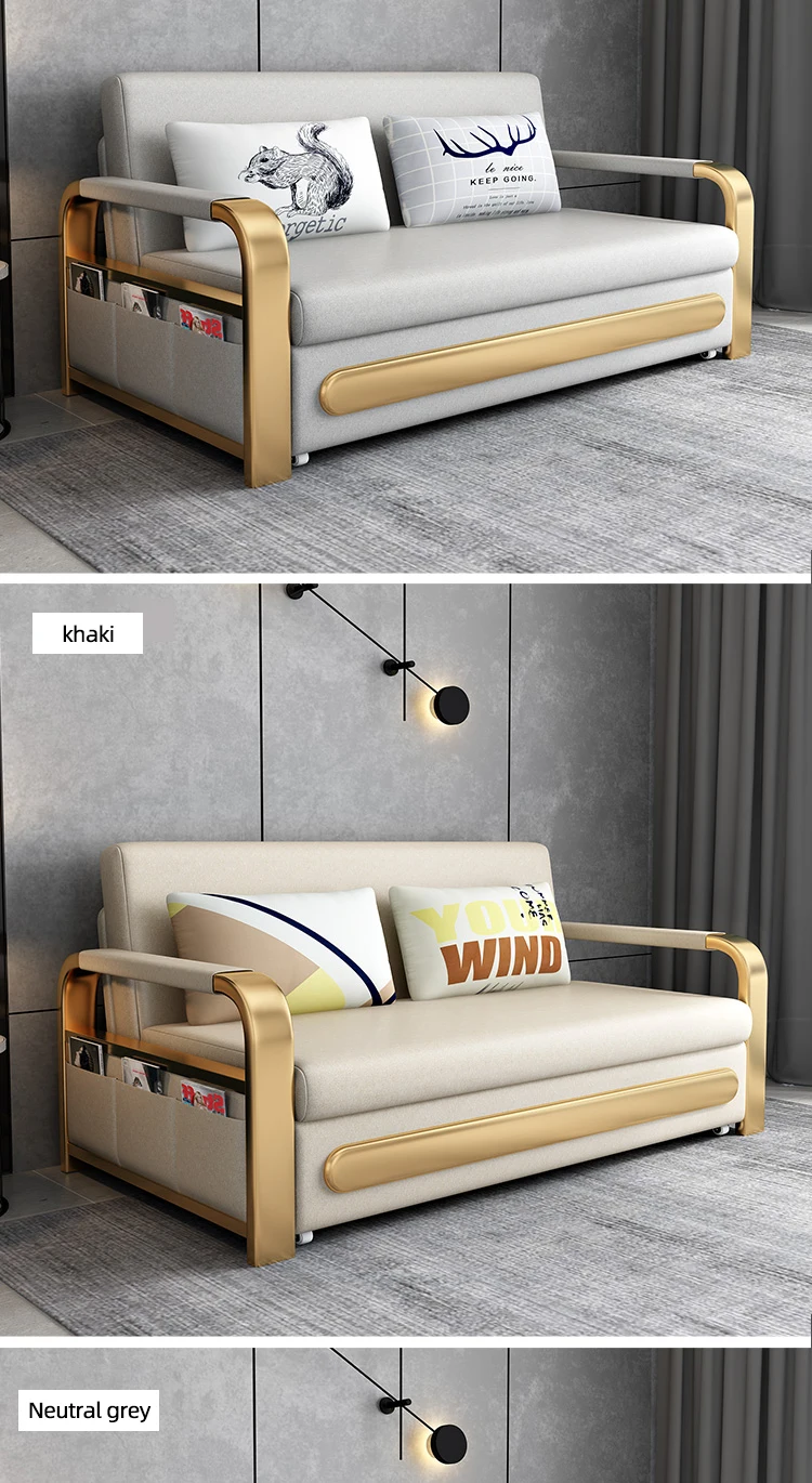 Multi-function sofa bed with storage box in HRZ new creative alloy decorative fabric