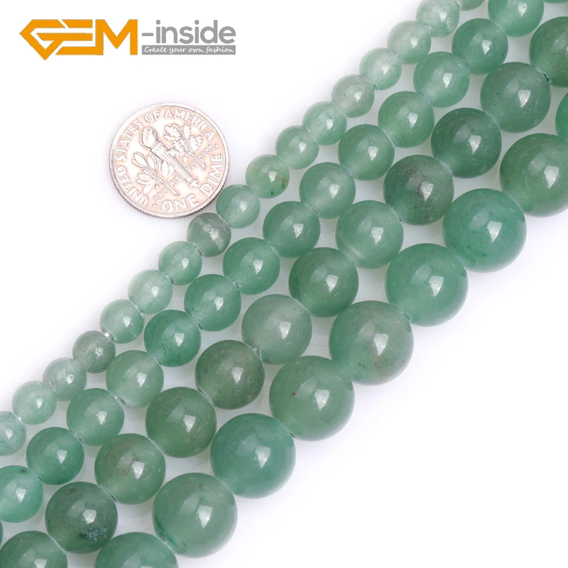 

Natural Green Orange Color Aventurine Jade Round Loose Beads Big Hole Beads for Jewelry Making 15" Strand Wholesale New Hot