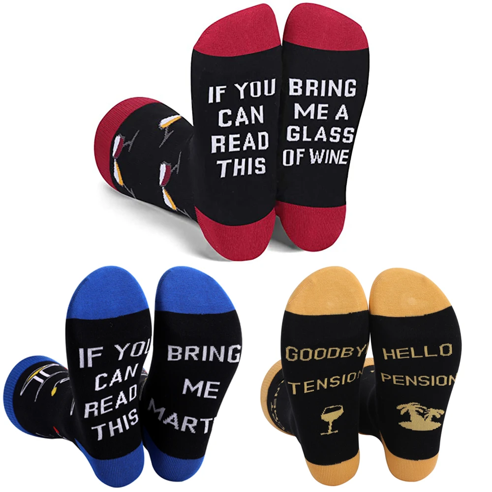 

Funny Words Socks For Men Women IF YOU CAN READ THIS BRING ME WINE MATINI Cotton Winter Warm Fun Socks for Teen Boy Xmas Gift
