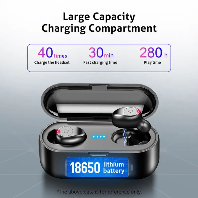 F9 TWS Bluetooth 5 0 Wireless Earphones Stereo Waterproof Earbuds with Charging Case For iOS Android Phone