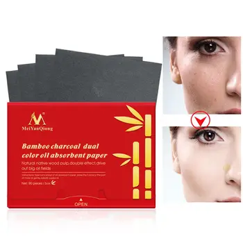 

MeiYanQiong 90Pcs/pack Bamboo Charcoal Oil Blotting Facial Absorbent Paper Oil Control Matting Tissue Portable Face Pads Patches