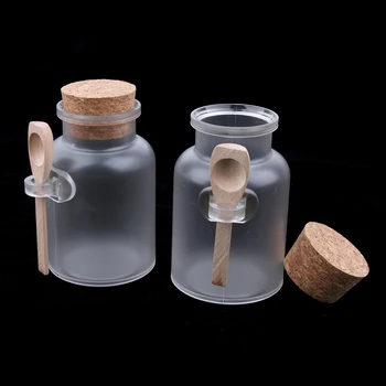 

100(2pcs)+200g(2pcs) Corks Bath Salt Jars Vials Packaging Bottles with Spoon ABS Cans - Fit for Face Cream, Lotion Storage etc