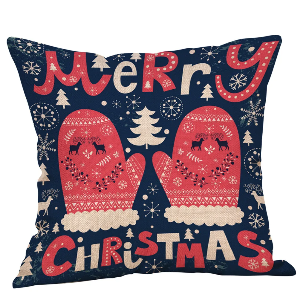 Merry Christmas Cushion Cover Cotton Sofa Car Cushion Cover Home Decor Pillow Cases Linen Sofa Cushion Cover Home Car Decor - Цвет: B