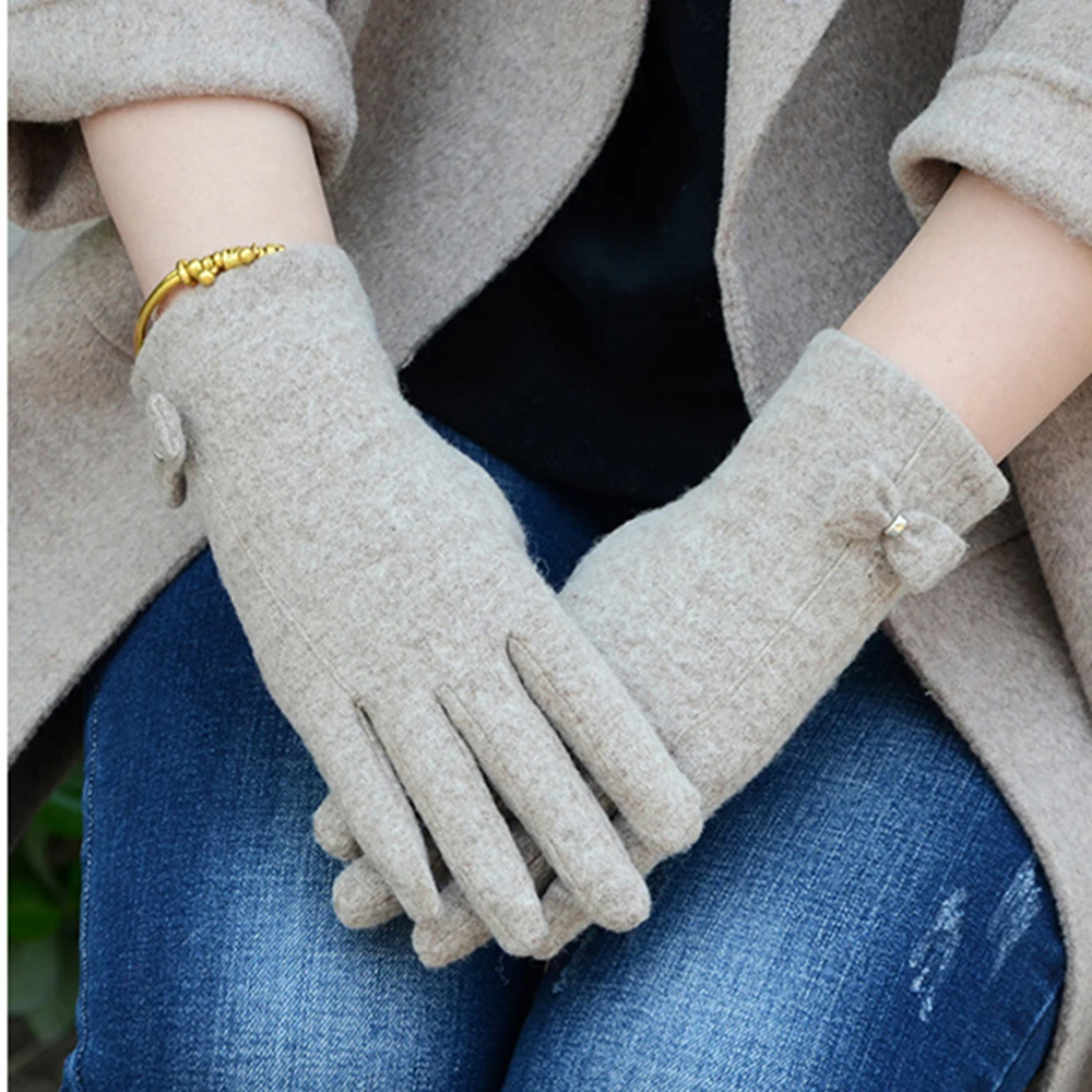 Зимние теплые модные кашемировые женские перчатки с сенсорным экраном новые корейские и ветрозащитные перчатки для пальцев