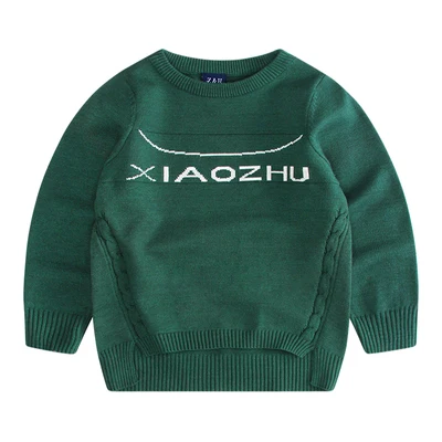 Sifafos/Детские свитера для мальчиков и девочек; зимняя детская одежда; пуловеры с круглым вырезом; хлопковый однотонный вязаный свитер - Цвет: Армейский зеленый