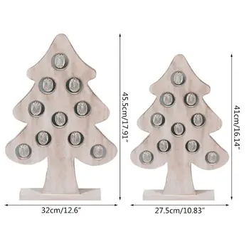 

Natural Wood Christmas Tree Ornament Colorful LED Light Xmas Decoration Holiday 67JB